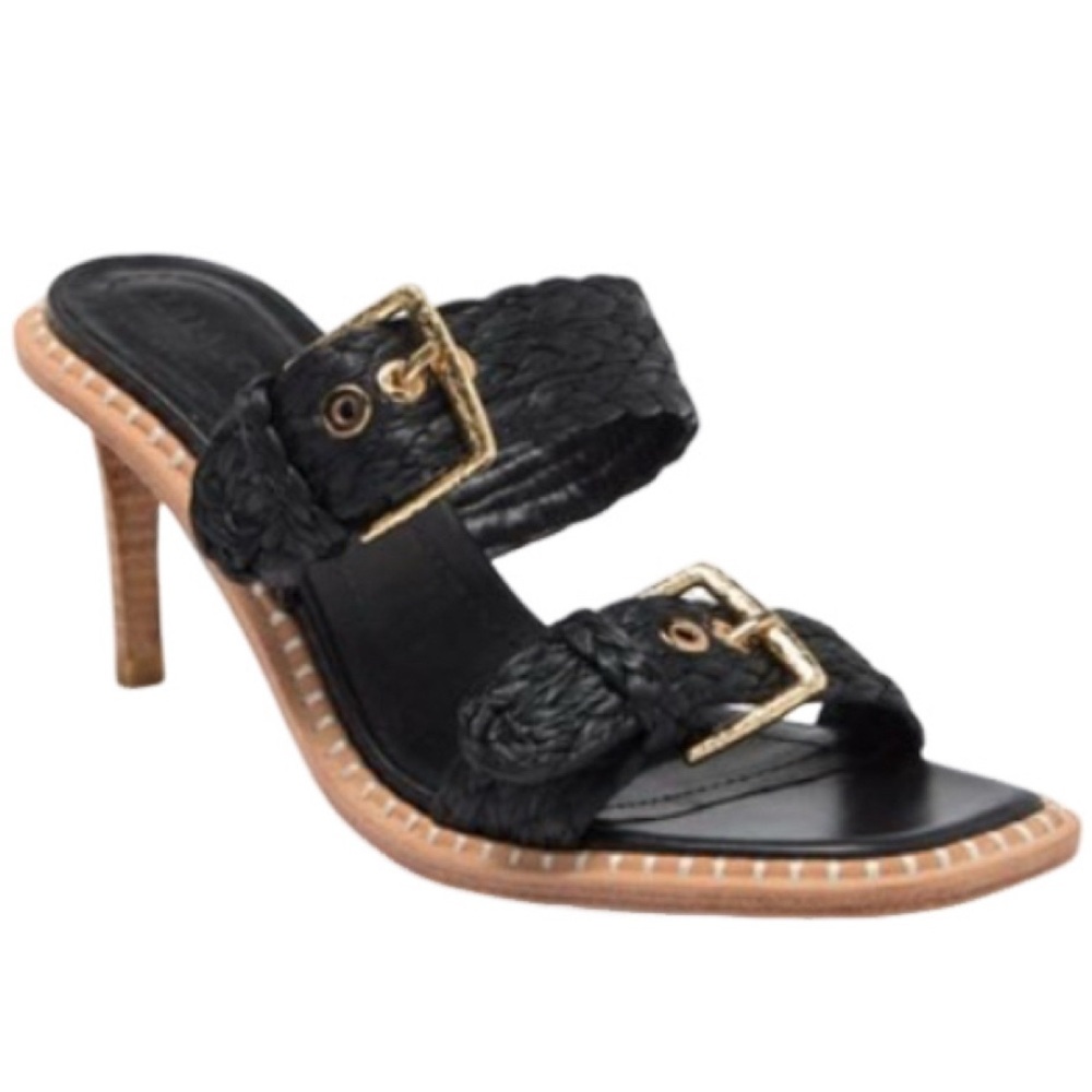 NWOB Ulla Johnson Black Ellery Raffia Sandals- Sz EU 38 = US 8